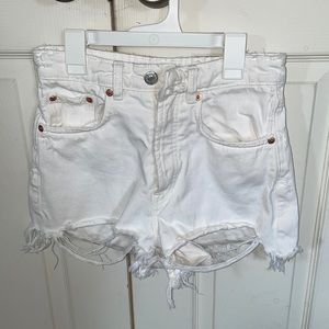 Zara distressed white shorts